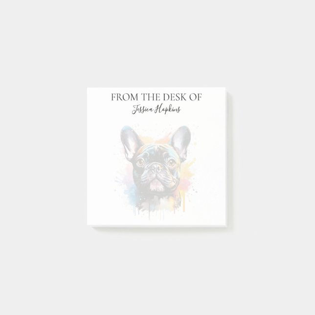 Post-it® Amoureux du Bouledogue Français Chien Monogrammé (Devant)