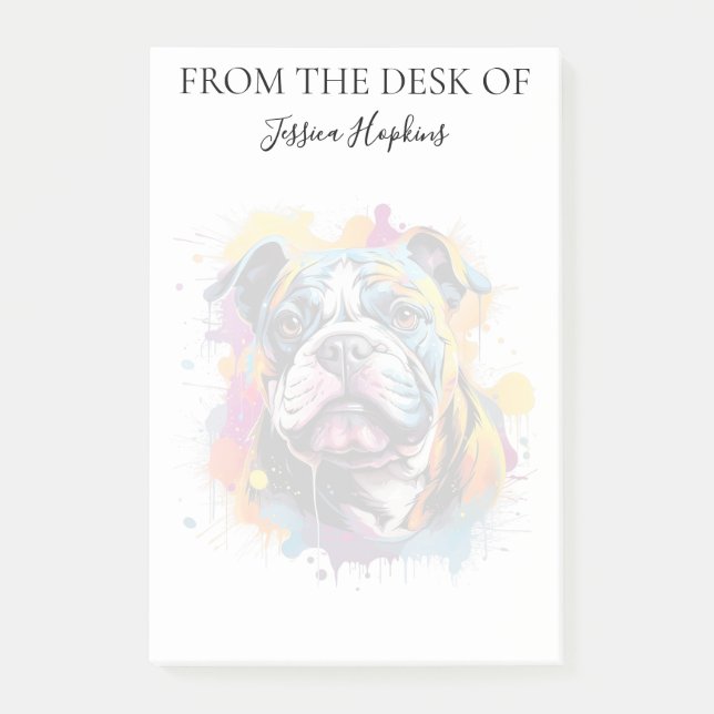 Post-it® Amoureux du Bouledogue Monogrammé Chien (Devant)