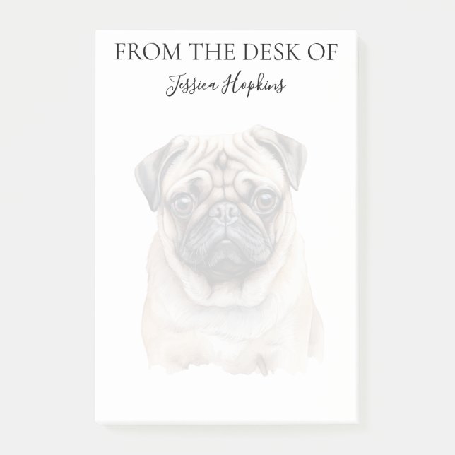 Post-it® Amoureux du Pug Chien Monogrammé (Devant)