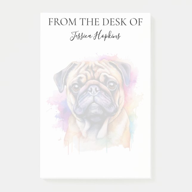 Post-it® Amoureux du Pug Chien Monogrammé (Devant)