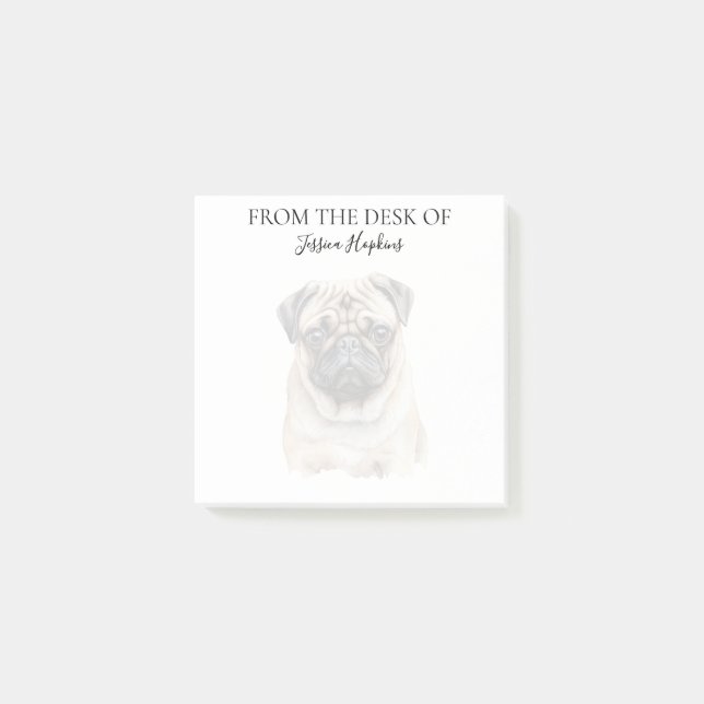 Post-it® Amoureux du Pug Chien Monogrammé (Devant)