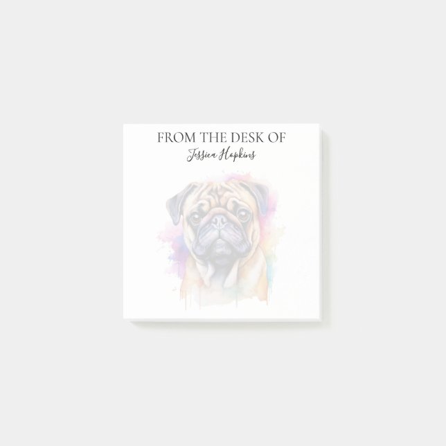 Post-it® Amoureux du Pug Chien Monogrammé (Devant)