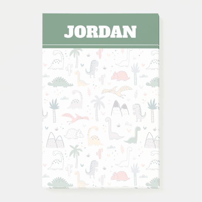 Post-it® Amusant Pastel Dinosaur Motif de scène (Devant)