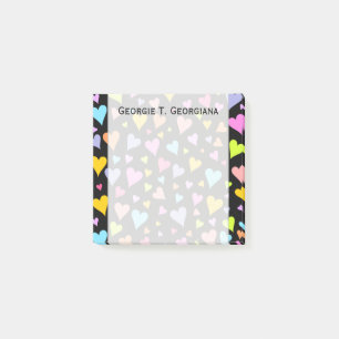 Post-it® Amusement, aimant, motif coloré de coeurs + Nom