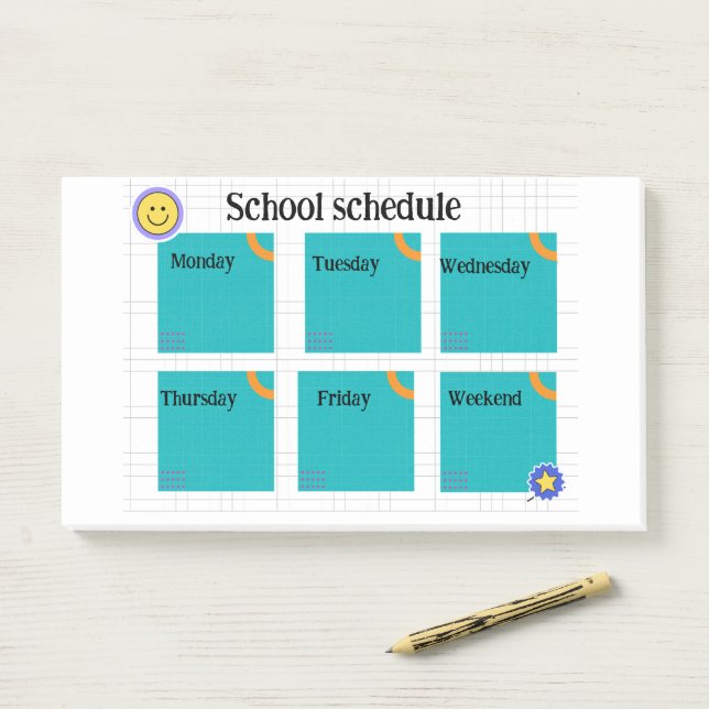 Post-it® Amusement coloré Calendrier de classe (Sur un bureau)