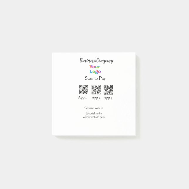 Post-it® Analyser pour payer le logo de l'entreprise Q R co (Devant)