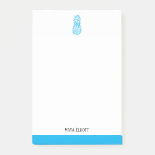 Post-it® Ananas bleu ciel blanc et brillant et bordure, nom