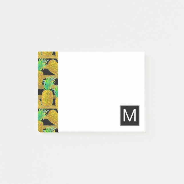Post-it® Ananas d'or sur le monogramme des rayures | (Devant)