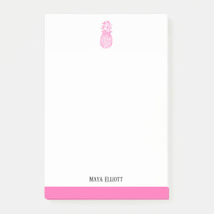 Post-it® Ananas rose blanc et brillant et bordure, nom