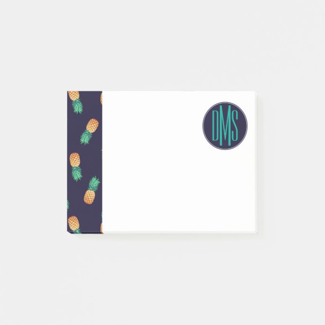 Post-it® Ananas Sur La Marine| Monogramme (Devant)
