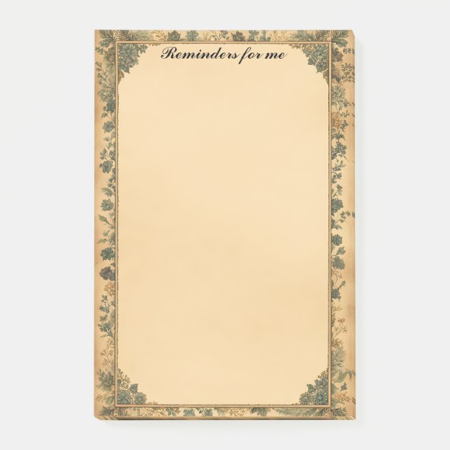 Post-it® Ancien cadre de papier et fleurs bleues (Devant)