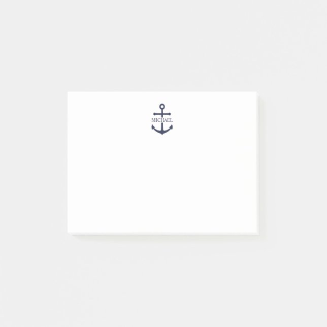 Post-it® Ancre bleue marine Nom personnalisé (Devant)