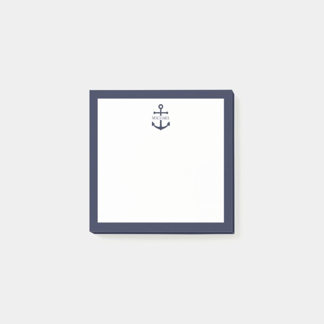 Post-it® Ancre bleue marine Nom personnalisé (Devant)