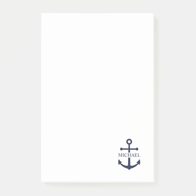 Post-it® Ancre bleue marine Nom personnalisé (Devant)