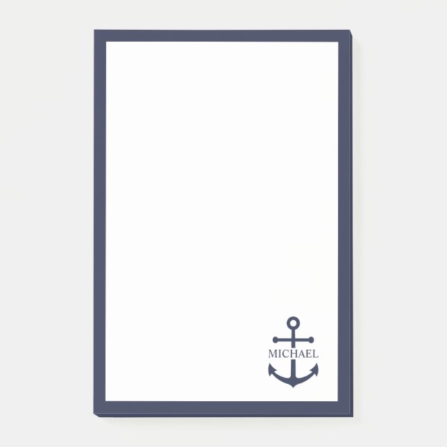 Post-it® Ancre bleue marine Nom personnalisé (Devant)