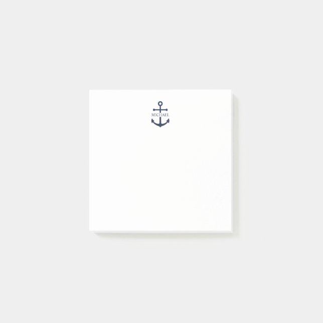 Post-it® Ancre bleue marine Nom personnalisé (Devant)