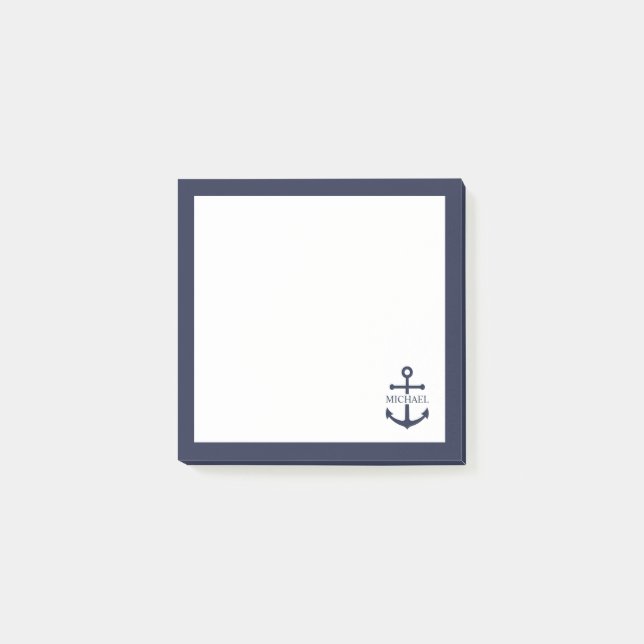 Post-it® Ancre bleue marine Nom personnalisé (Devant)