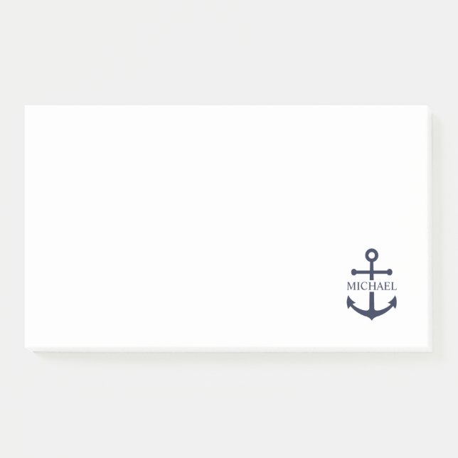 Post-it® Ancre bleue marine Nom personnalisé (Devant)