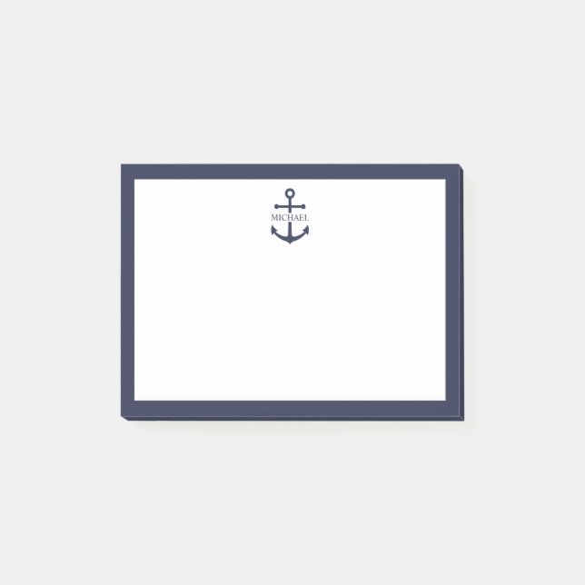 Post-it® Ancre bleue marine Nom personnalisé (Devant)