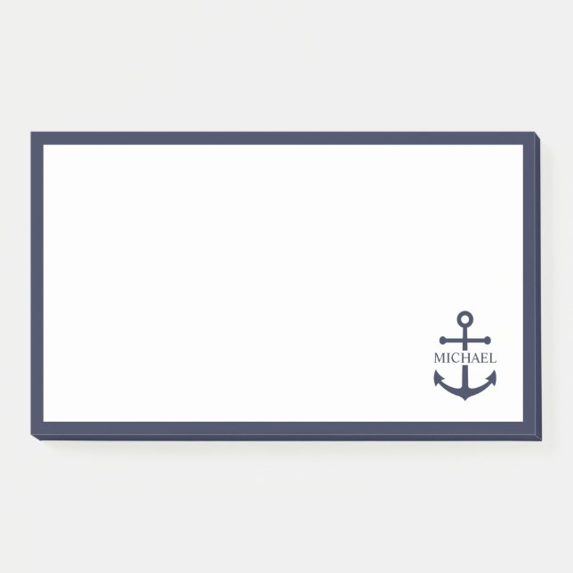 Post-it® Ancre bleue marine Nom personnalisé (Devant)