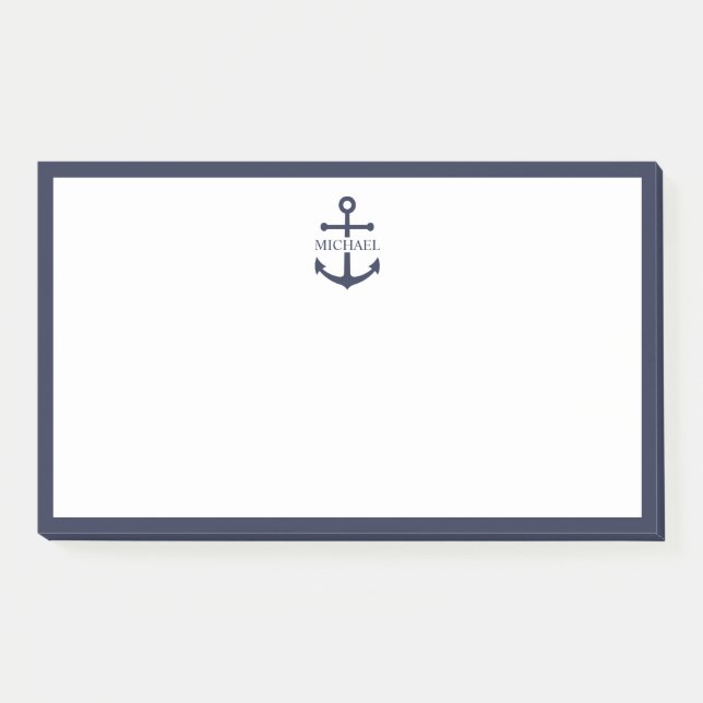 Post-it® Ancre bleue marine Nom personnalisé (Devant)
