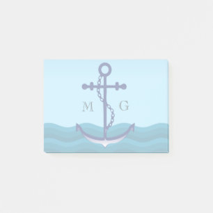 Post-it® Ancre de navire nautique avec double monogramme