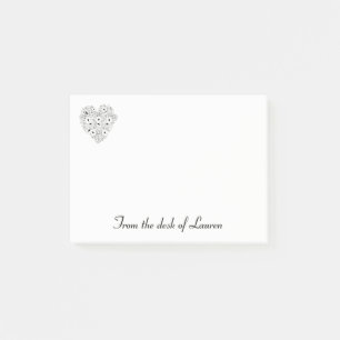 Post-it® Anémone Fleurale Noir Blanc Fleur Cœur