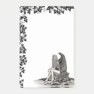 Post-it® Angel, perdu dans la pensée, noir et blanc Design