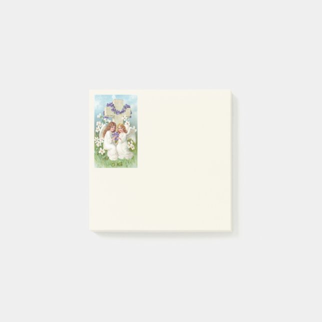 Post-it® Anges Mignons Avec Croix Et Fleurs  (Devant)