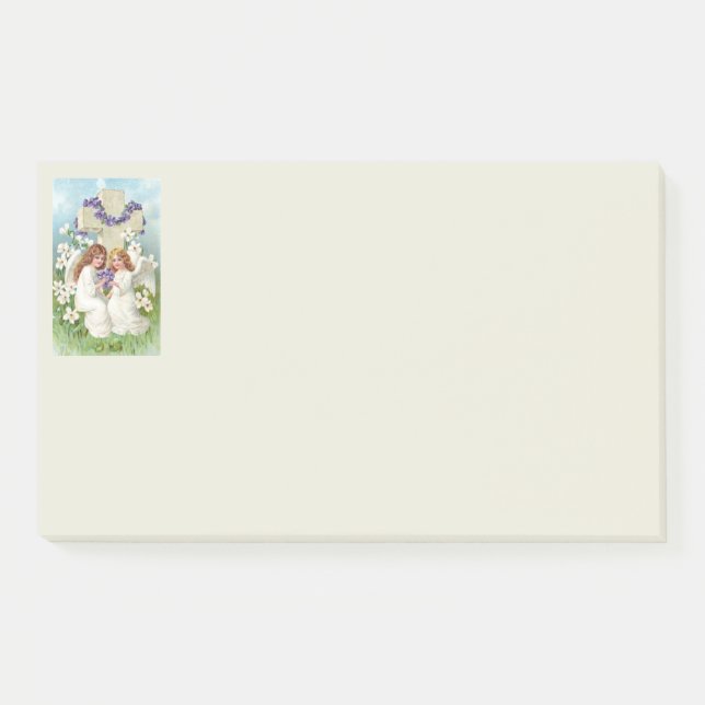 Post-it® Anges Mignons Avec Croix Et Fleurs  (Devant)