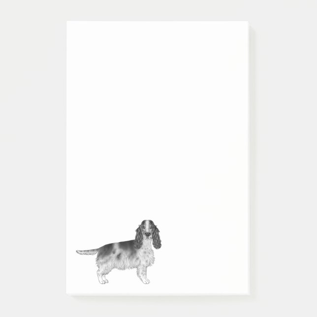 Post-it® Anglais Cocker Spaniel Design En Noir Et Blanc (Devant)