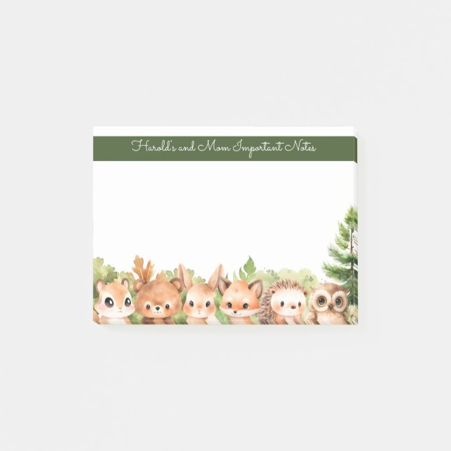 Post-it® Animaux de la Forêt Bébé et Maman (Devant)