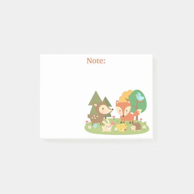 Post-it® Animaux mignons de la forêt pour les enfants (Devant)