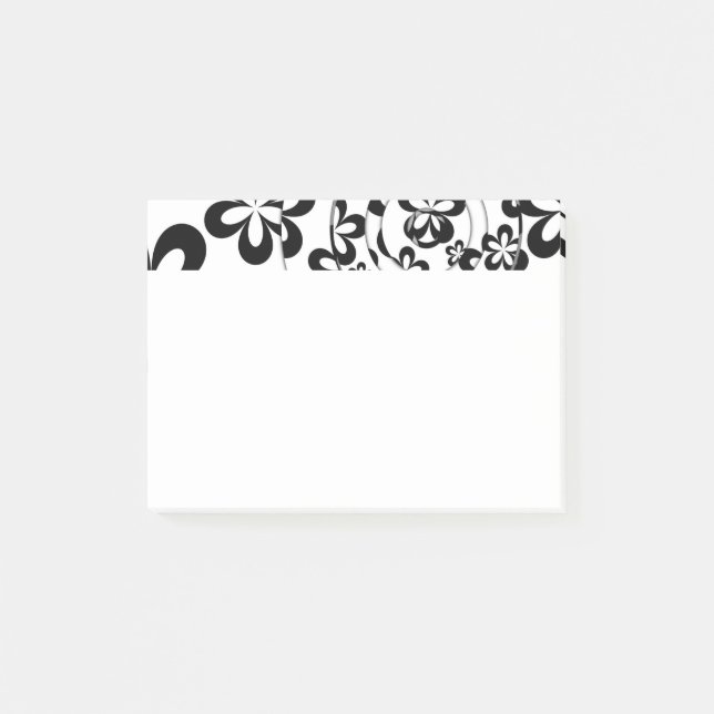Post-it® Anneaux et fleurs noirs et blancs (Devant)