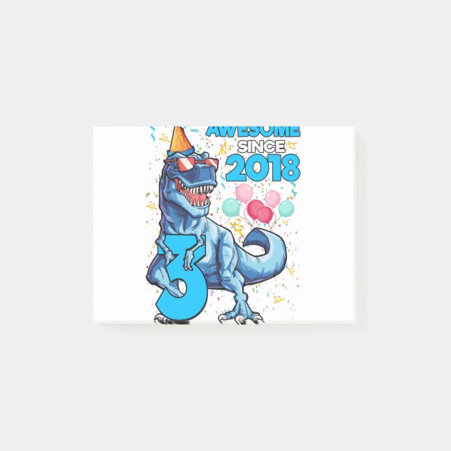 Post-it® Anniversaire 3 Ans Dinosaure 3 Ans Garçon Enfants  (Devant)
