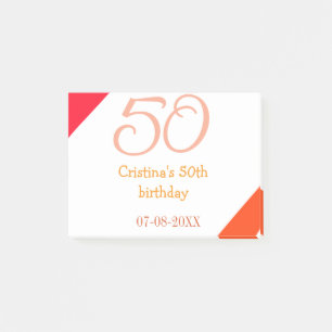 Post-it® anniversaire 50 ans orange rouge ajouter nom date