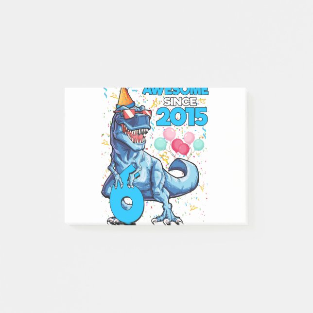 Post-it® Anniversaire 6 ans dinosaure garçon de 6 ans Enfan (Devant)