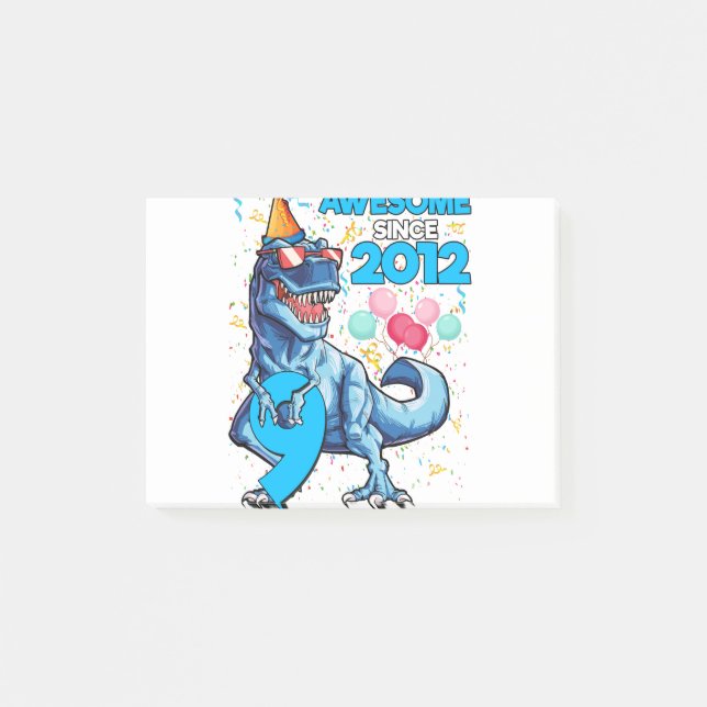 Post-it® Anniversaire 9 ans dinosaure garçon 9 ans enfants  (Devant)
