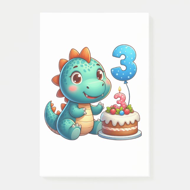 Post-it® Anniversaire de Dino 3 ans (Devant)