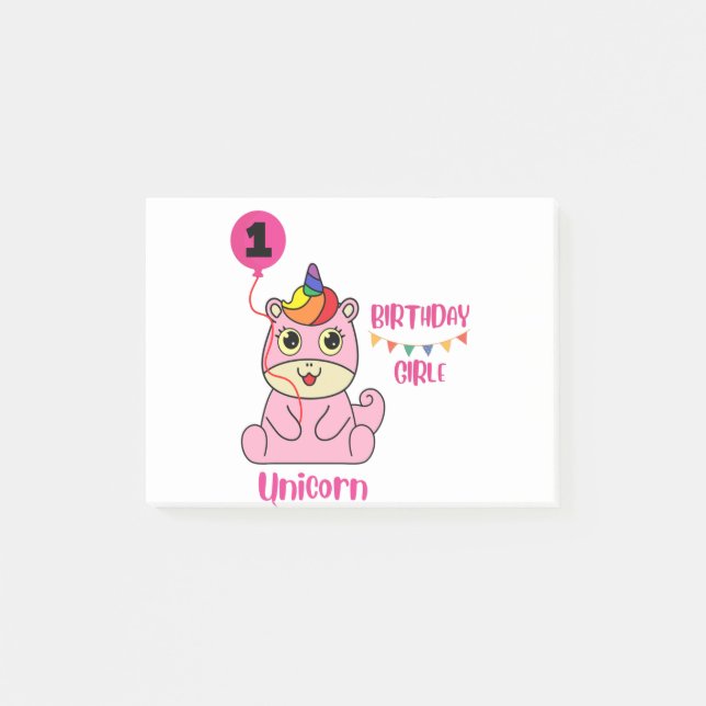 Post-it® anniversaire de la fille de licorne (Devant)