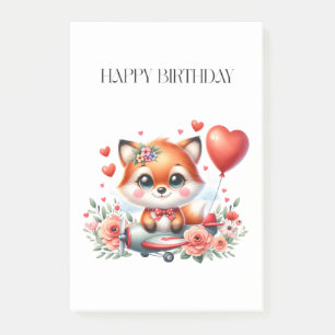 Post-it® Anniversaire de pilote de renard mignon