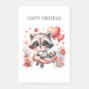 Post-it® Anniversaire de Raton Laveur Volant