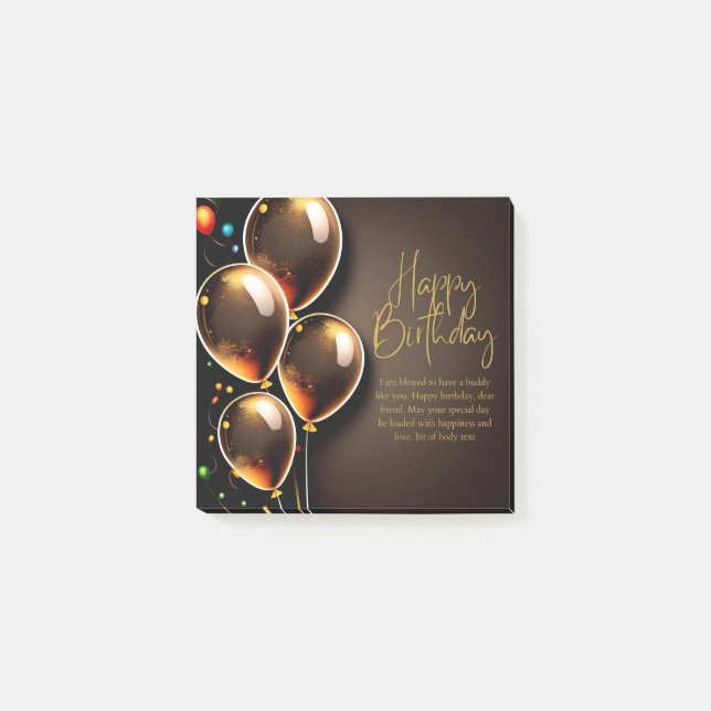 Post-it® Anniversaire Noir et Or (Devant)