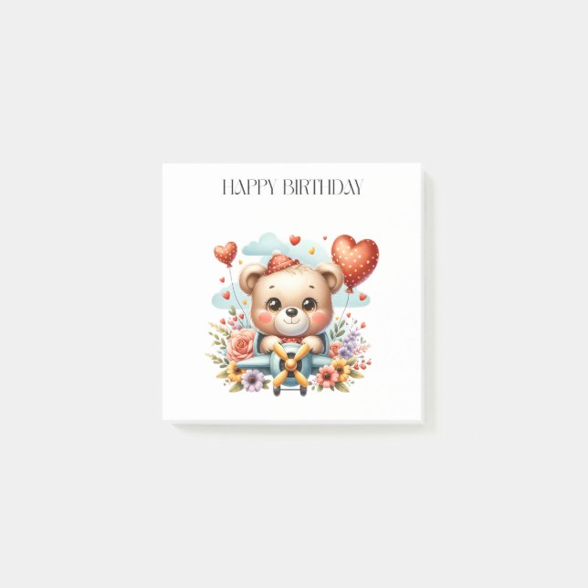 Post-it® Anniversaire Pilote Ours en Peluche (Devant)