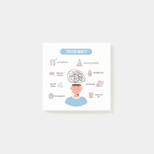 Post-it® Anxiety Tips Minimal Mental Health Art (Devant)