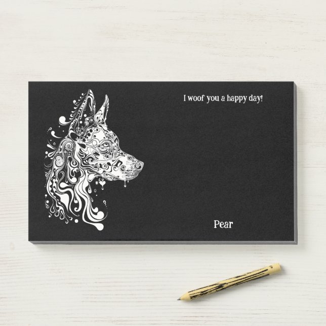 Post-it® Appenzeller Sennenhund Art Abstrait Nom du chien (Sur un bureau)
