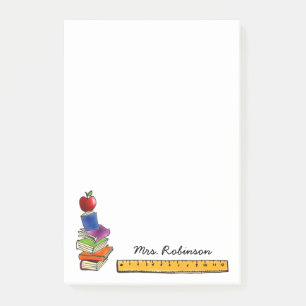 Post-it® Apple avec la pile de livre a personnalisé 4 x 6