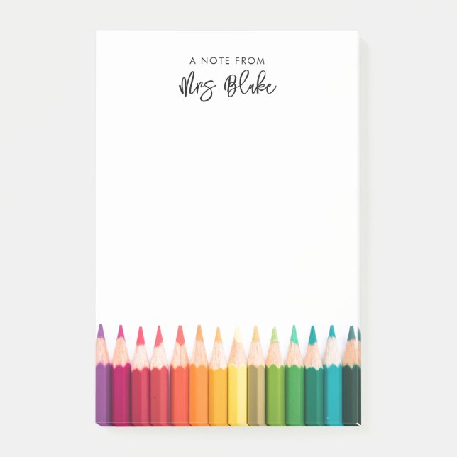 Post-it® Appréciation de l'enseignant crayons arc-en-ciel (Devant)