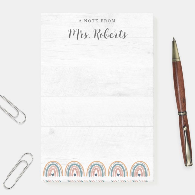 Post-it® Appréciation de l'enseignant rustique Boho Rainbow (Créateur téléchargé)