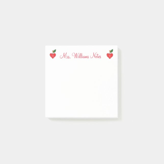 Post-it® appréciation des enseignants personnalisées coeurs (Devant)